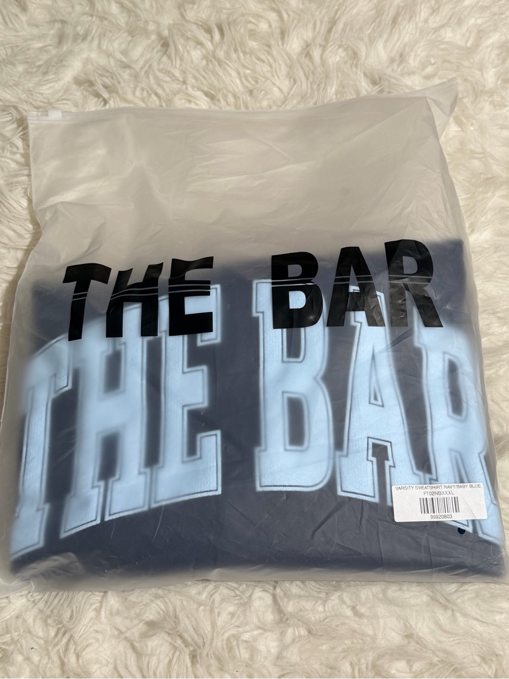 NWT THE BAR XXXL 3XL Oversized Crewneck Sweatshirt Navy Blue Baby Blue Sweater - Picture 8 of 12